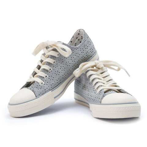 Gray Perforated Leather Sneakers